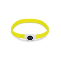Beeztees Brede LED Halsband Hond - Verstelbaar - 65 X 2.5 Cm - Geel - Lichtgevende Halsband